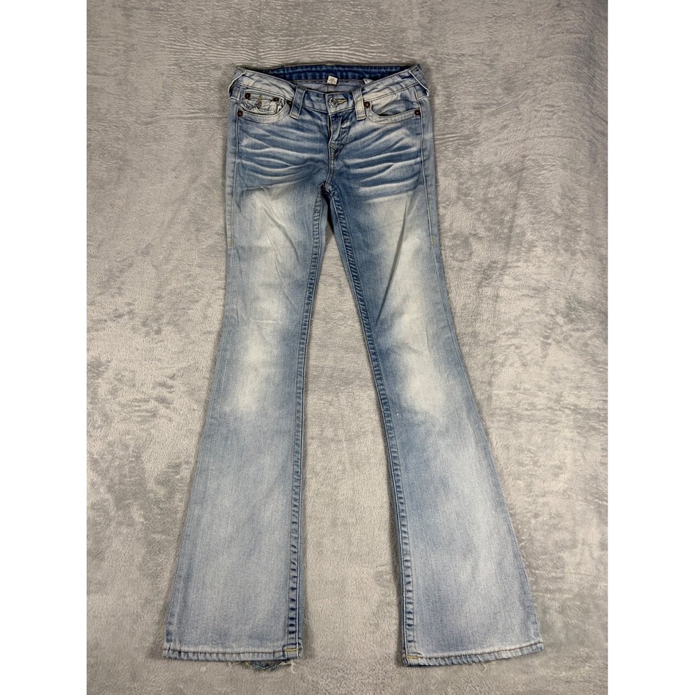 True Religion Jeans Section Boot Cut Womens Size 27 Blue Embroidered Baumwolle